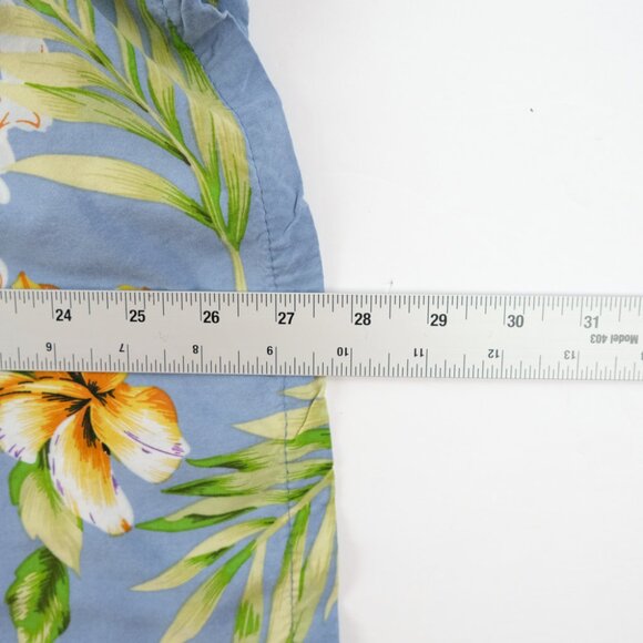 Two Palms Mens Hawaiian Shirt Large Rayon Button Up Blue Tropical Vacation - Picture 5 of 5